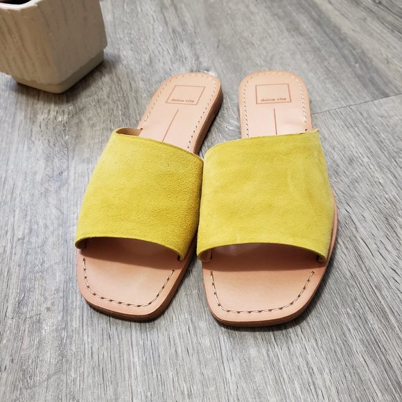 Dolce Vita Yellow Slide Sandals - Picture 5 of 14